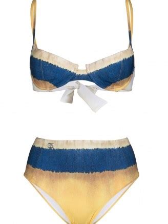 Alberta Ferretti Oceanic Tie Dye Bikini Set Spaghetti Strap Bikinis