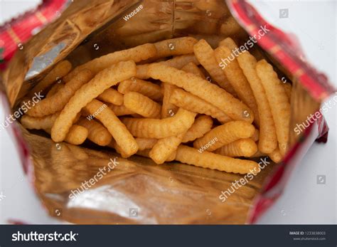 Oishi Prawn Crackers Spicy Flavour Bag Stock Photo