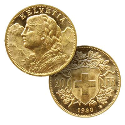 Swiss 20 Franc Helvetia Gold Coin Gainesville Coins