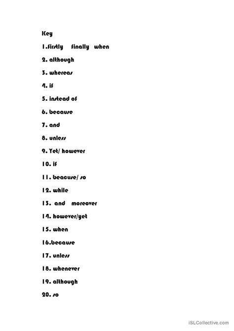 Linking Words Practice With Key Ge English Esl Worksheets Pdf Doc