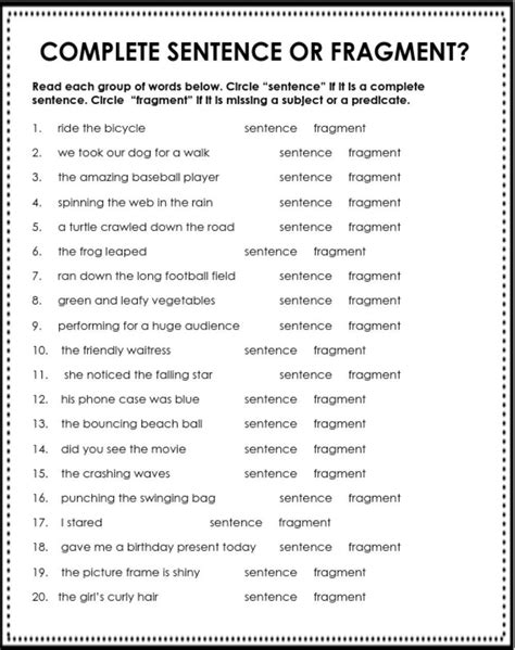 Sentence Fragment Practice Worksheet Live Worksheets Worksheets Library