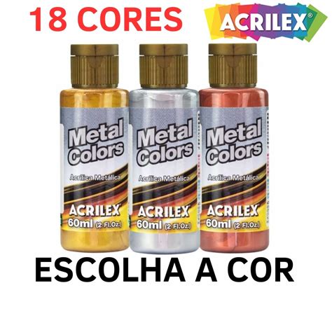 Tinta Acrílica Acrilex Metal Colors 60ml Tinta Metálica Shopee Brasil