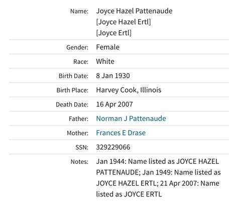 Joyce Hazel Pattenaude Ertl 1930 2007 Find A Grave Memorial