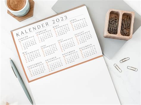 Kalender 2023 Vorlage Zum Ausdrucken Digital Inkl PDF Orange Rot