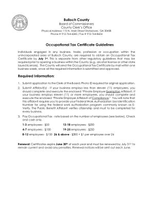 2021 2025 Form GA Occupational Tax Certificate Application Fill Online