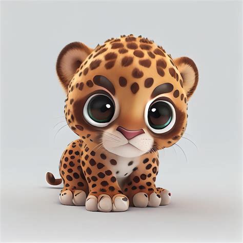 Premium Photo Adorable Baby Leopard Character Isolated On White