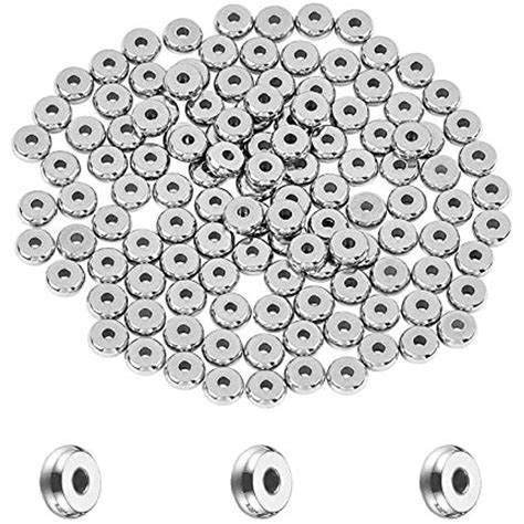 120pcs 5mm Flat Round Spacer Beads 1 5mm Stainless Steel Beads Bead Spacers Metal Bead Smooth