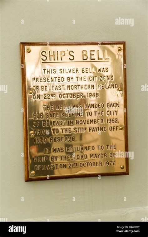 Ships Bell On Hms Belfast Floating Museum Moored On The Thames River