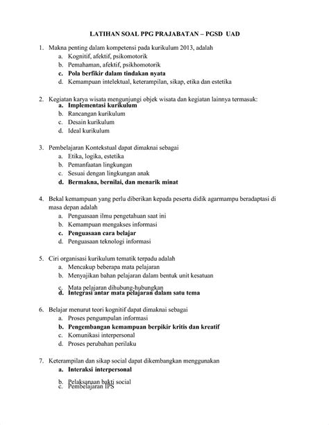 Pdf Latihan Soal Ppg Prajabatan Pgsd Uad Compress Latihan Soal Ppg