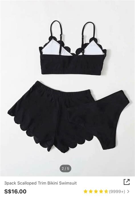 Bn Shein Scalloped Trim Bikini Swimsuit Women S Fashion Swimwear