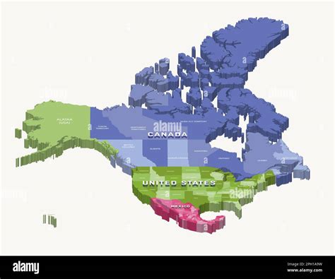 Estados Unidos Canad Y M Xico D Isom Trico Mapa Colorido Con