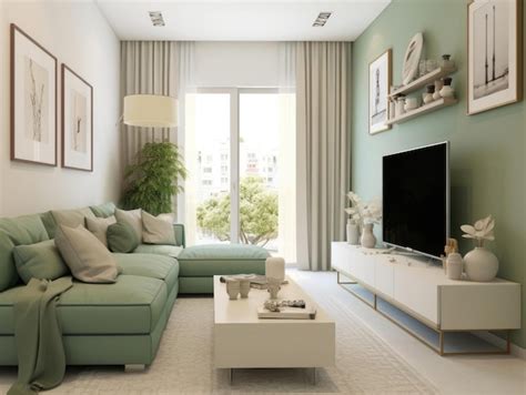 Premium AI Image | Minimal style living room in the style of green ...