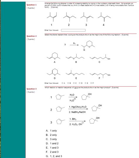 Solved Arrange The Following Alkenes In Order Of Increasing Chegg