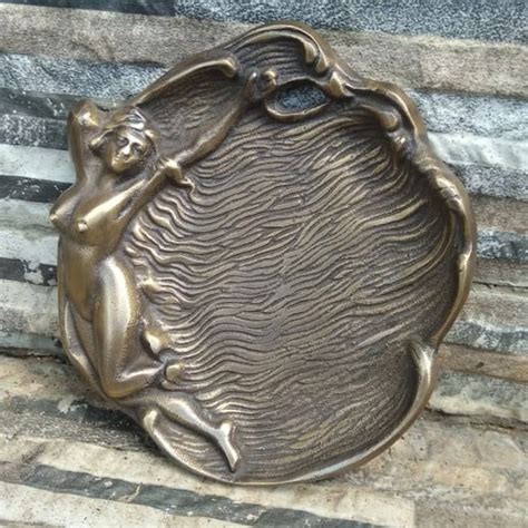 Vintage Naked Girl Brass Ashtray Antique Solid Brass Mermaid Etsy