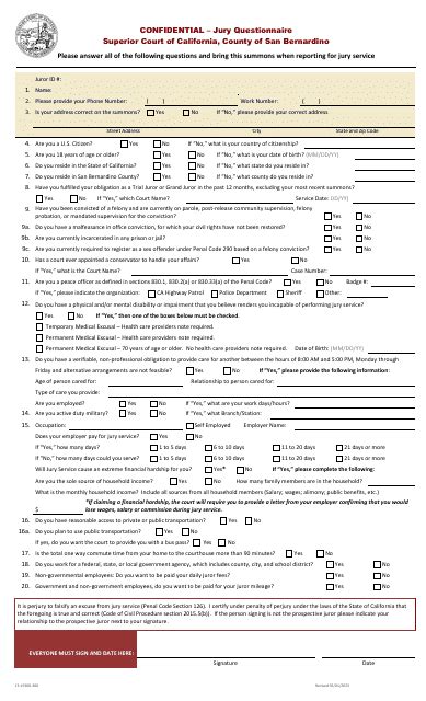 Jury Questionnaire Templates Pdf Download Fill And Print For Free Templateroller