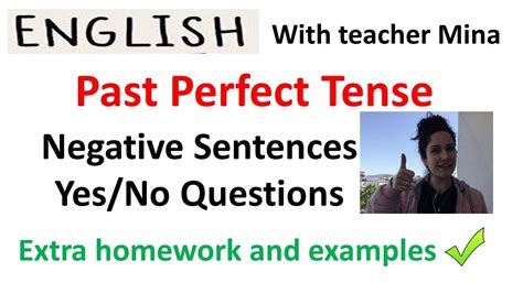 Past Perfect Tense Negative Sentences And Yesno Questions Youtube