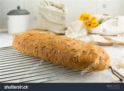 Classic Homemade Whole Wheat Bread Seeds Stock Photo 1563020158