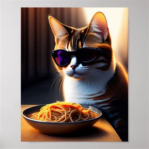 Cat Eating Spaghetti Meme Poster | Zazzle