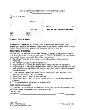 Fillable Online CR 766 FBKS Notice And Order Of Release Criminal Forms