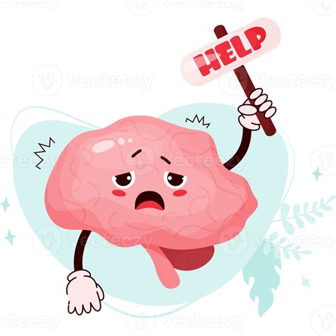 Unhappy Sad Cartoon Brain 23254453 PNG