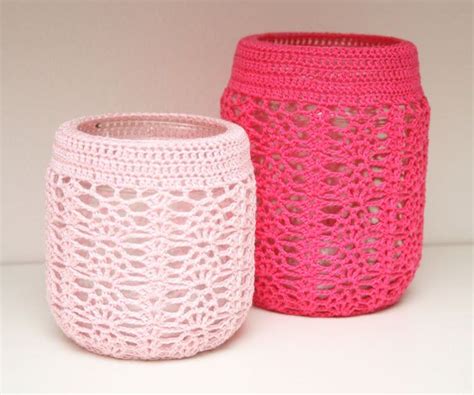 Crocheted Jar Cover Pattern Etsy Crochet Jar Covers Crochet Patterns Pattern