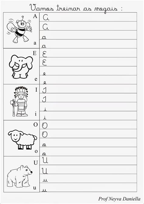 Atividades Para Educadores Vogais Treinando Letra Cursiva 7cc