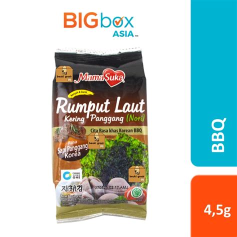 Jual Mamasuka Seaweed Rumput Laut Panggang Nori Gim BBQ 4 5g EXP 25