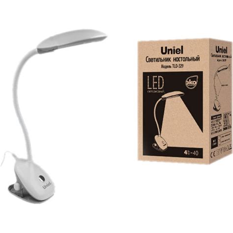 Настольный светильник прищепка Uniel TLD-529, Black-White/4W/LED/400Lm ...