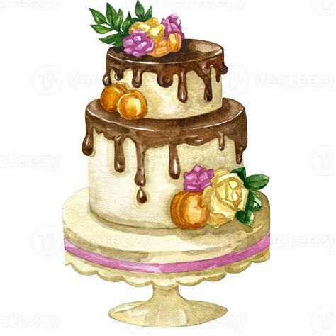 Watercolor Wedding Cakes Clip Art Set 44651892 PNG