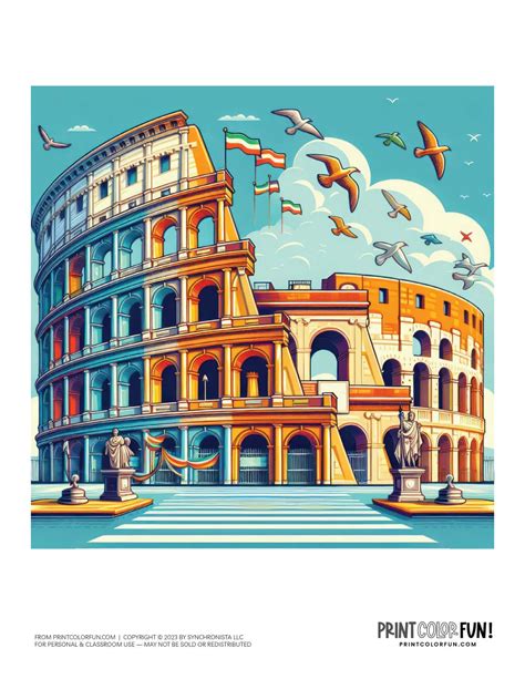 Roman Colosseum coloring pages & clipart, at PrintColorFun.com