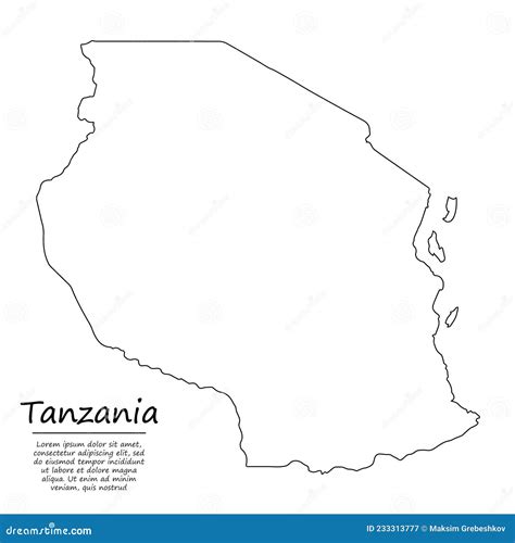 Einfache Skizzenkarte Von Tansania Silhouette Im Stil Einer Skizze