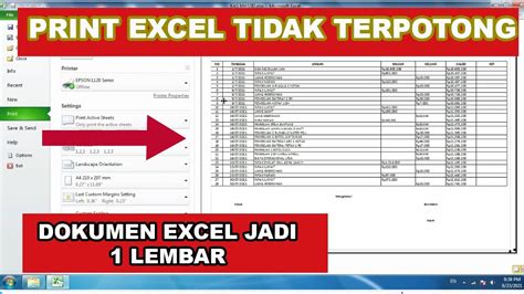 Cara Print Excel Agar Tidak Terpotong Atau Full Kertas Youtube