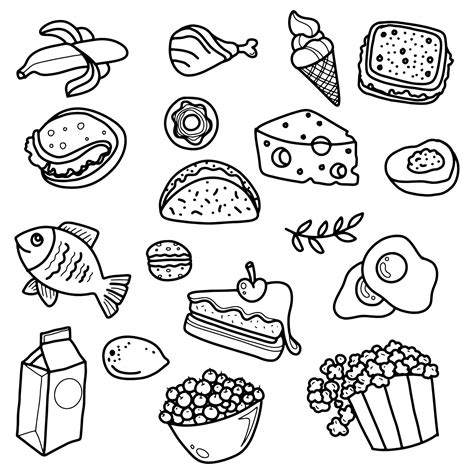 Fast Food Doodle Icons Hand Made Vector Line Art Sketch 19851188 Vector Art at Vecteezy