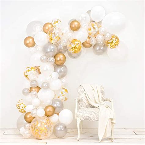 Genuine JUNIBEL Balloon Arch Garland Kit Pearl White Chrome Gold