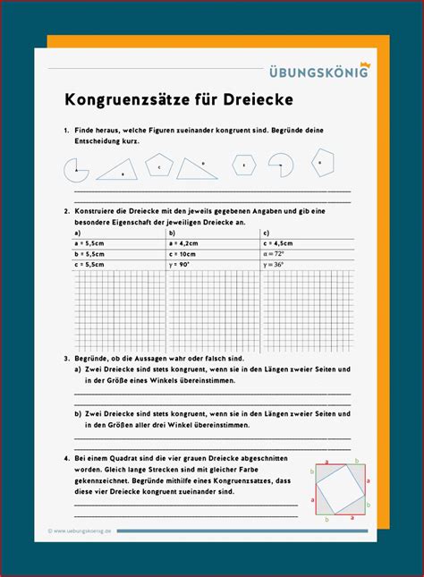 Kongruenzs Tze F R Dreiecke Kostenlose Arbeitsbl Tter Und