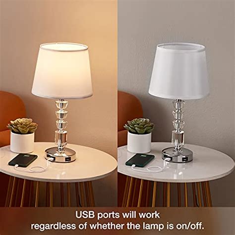 Usb Crystal Touch Table Lamp Set Of With Usb Ports Seealle Way