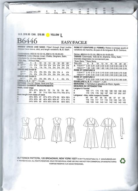 Uncut Butterick Sewing Pattern 6446 PATTERN Misses Dress Etsy