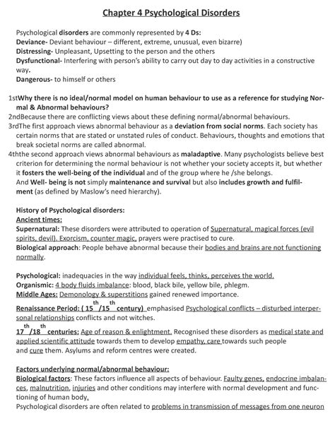 Chapter 4 Psychological Disorders - Chapter 4 Psychological Disorders ...