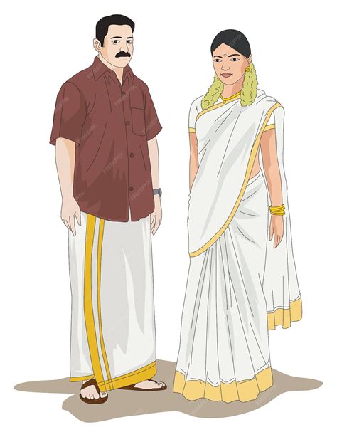 Premium Vector A South Indian Couple Wearing Traditional Dress