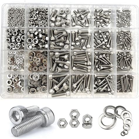 Pcs Stainless Steel Hex Nut Bolt Assortment Kit M M M M