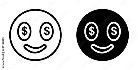 Greed Facial Expression Icon Emoji Symbol Money Greedy Face Emoticon