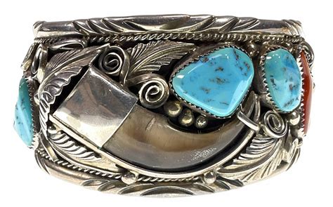 Lot Vintage Mike Thomas Jr Navajo Sterling Claw Cuff