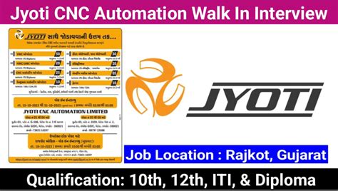 Jyoti Cnc Automation Ltd Walk In Interview Th Th Iti