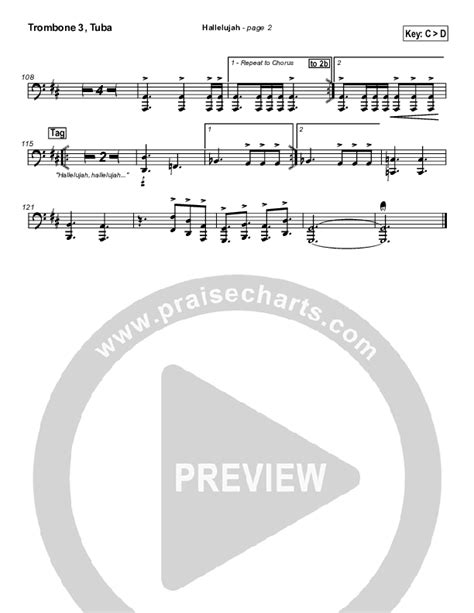 Hallelujah Trombone Tuba Sheet Music PDF Lakewood Church PraiseCharts