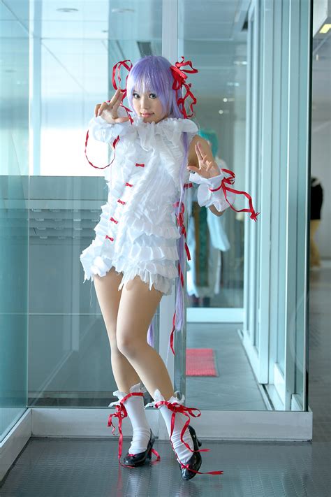 Safebooru Al Azif Cosplay Cuffs Demonbane Dress Hair Ribbons Kipi San