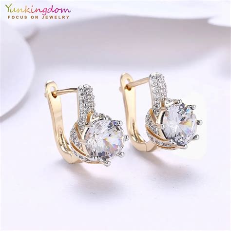 Yunkingdom круглые серьги со стразами золотистого цвета женский серьги ...