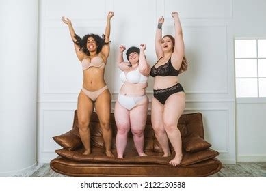 Group Oversize Women Posing Studio Stock Photo Shutterstock