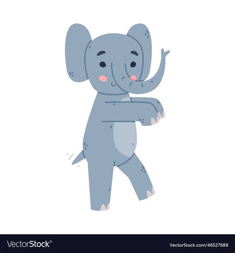 Funny Elephant With Large Ear Flaps And Trunk Vector Image