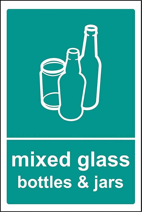 Mixed Glass Recycling Sign / Sticker - Self adhesive sticker 150mm x ...