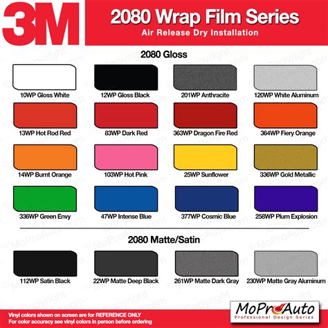 3m Vinyl Color Chart